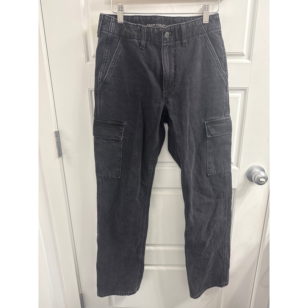 Denim Forum The 90s Edie Lo-Rise Cargo Jeans Washed Black Size 24 Aritzia